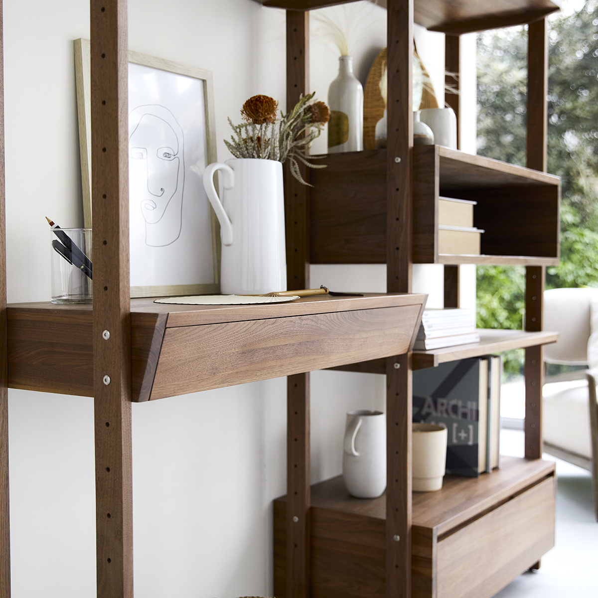 Wall solid walnut Bookcase 165x180 Wall solid walnut Bookcase 165x180