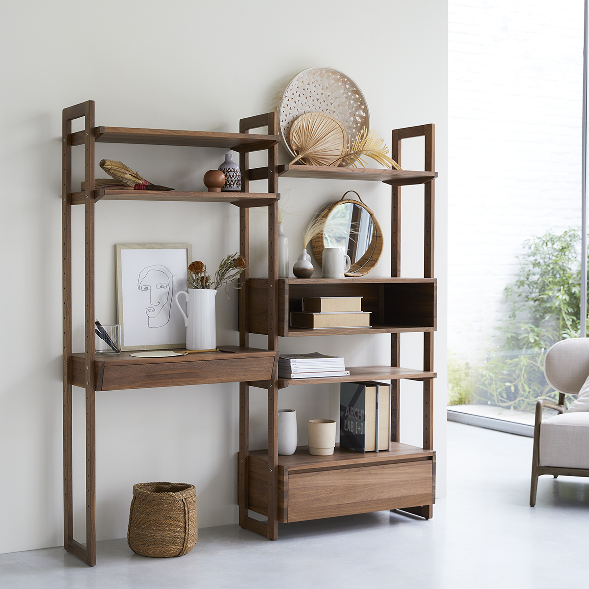 Wall solid walnut Bookcase 165x180 Wall solid walnut Bookcase 165x180