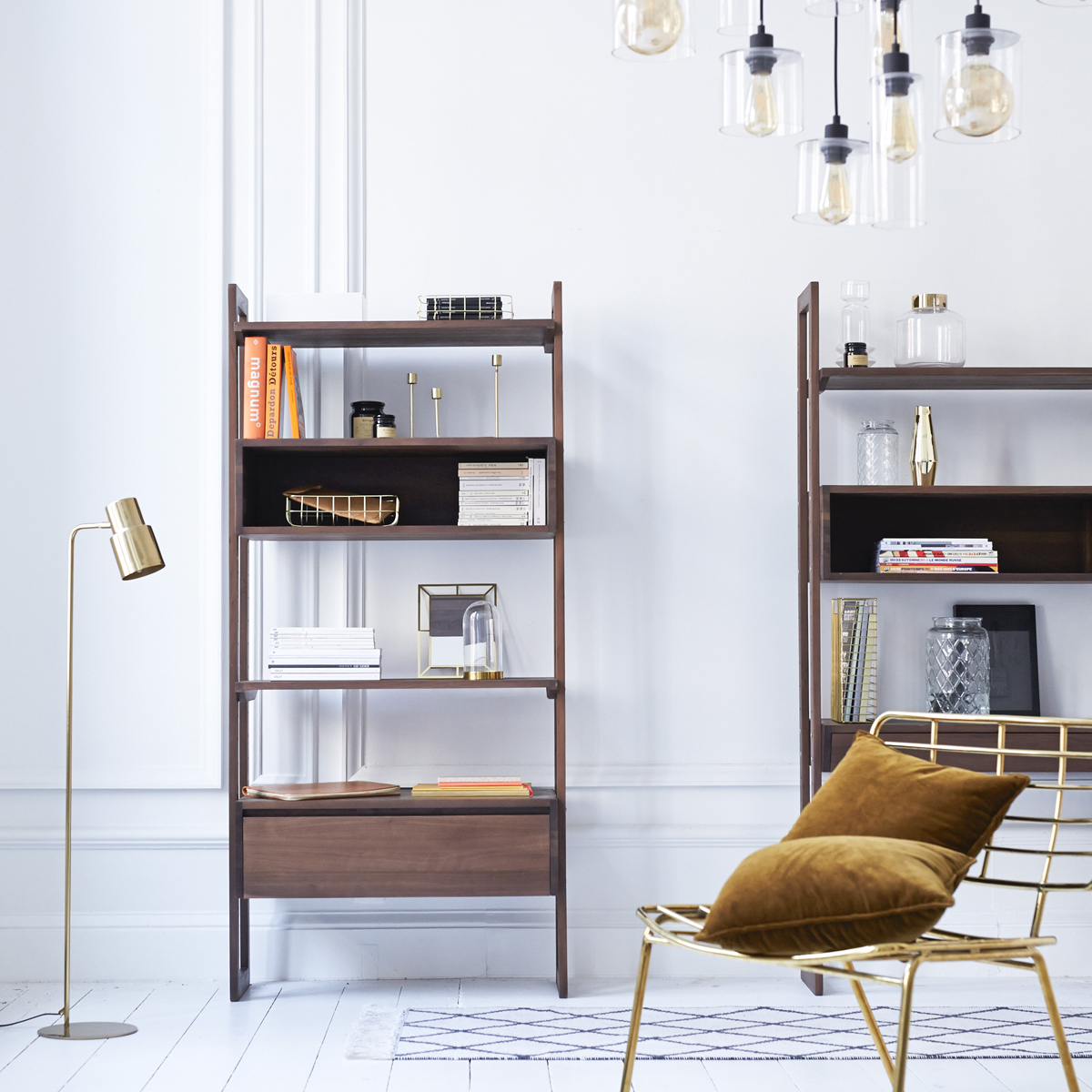 Wall solid walnut Bookcase 85x180 Wall solid walnut Bookcase 85x180