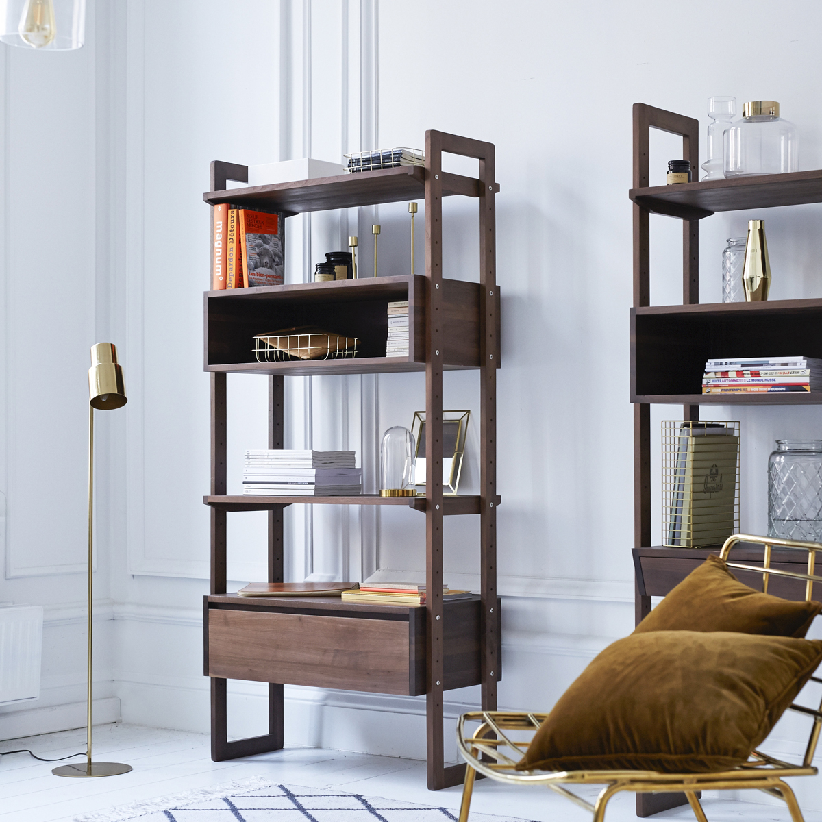 Wall solid walnut Bookcase 85x180 Wall solid walnut Bookcase 85x180