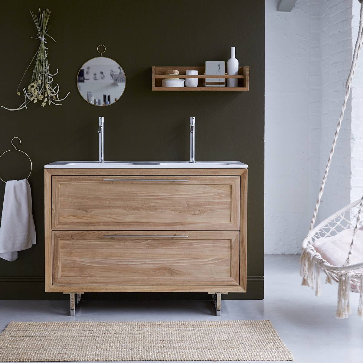 Wave solid teak and Ceramic Vanity Cabinet 120 Wave solid teak and Ceramic Vanity Cabinet 120