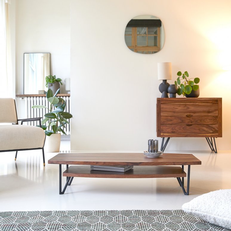 Tikamoon Table basse rangement en palissandre massif Bonnie | Leroy Merlin